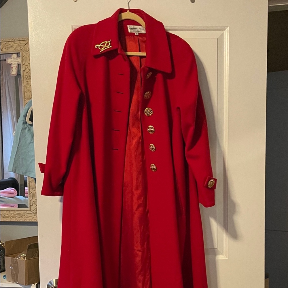 Preston & York red trench coat